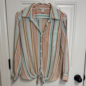Rachel Zoe Multicolor Striped Button-Down Shirt